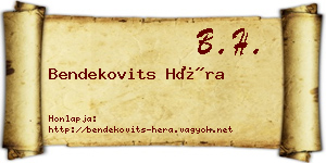 Bendekovits Héra névjegykártya